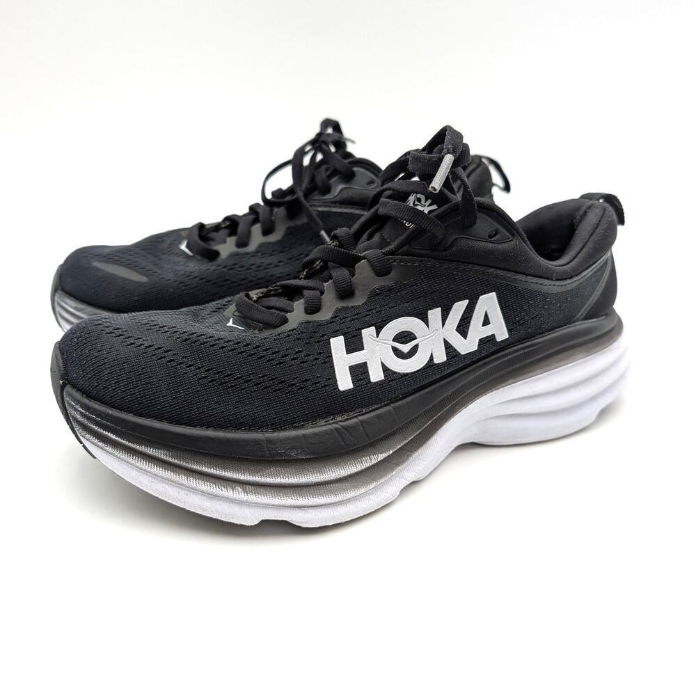 Hoka One One Bondi 8 Running Shoes Sneakers Women’s Black/White Size US6.5B EU38